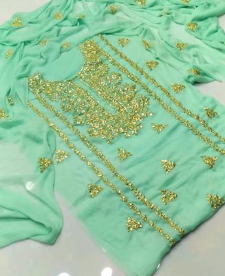 2 Pcs Women's Unstitched Chiffon Gotta Work Suit