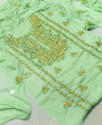 2 Pcs Women's Unstitched Chiffon Gotta Work Suit