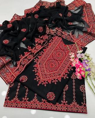 3 Pcs Women's Unstitched Cotton Embroidered Suit