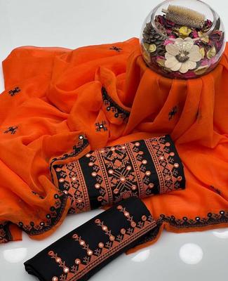 3 Pcs Women's Unstitched Cotton Embroidered Suit