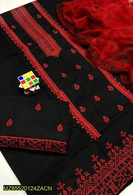 3 Pcs Women's Unstitched Lawn Embroidered Suit