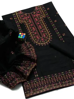 3 Pcs Women's Unstitched Embroidered Suit thumbnail 2