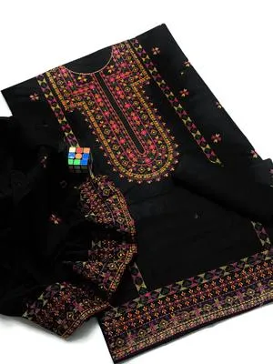 3 Pcs Women's Unstitched Embroidered Suit thumbnail 3