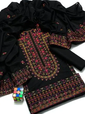 3 Pcs Women's Unstitched Embroidered Suit thumbnail 4