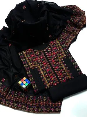 3 Pcs Women's Unstitched Embroidered Suit thumbnail 5