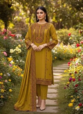 3 Pcs Women's Unstitched Embroidered Suit