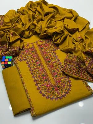 3 Pcs Women's Unstitched Embroidered Suit thumbnail 2