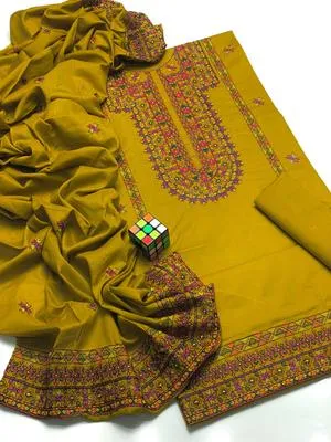 3 Pcs Women's Unstitched Embroidered Suit thumbnail 4