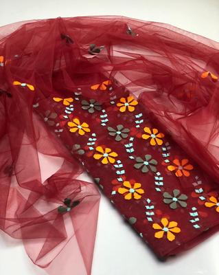 2 Pcs Women's Unstitched Khaadi Net Embroidered Suit