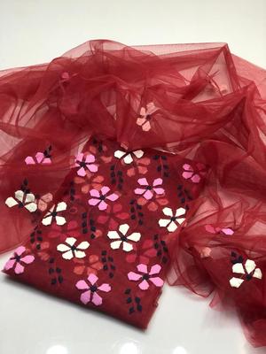 2 Pcs Women's Unstitched Khaadi Net Embroidered Suit