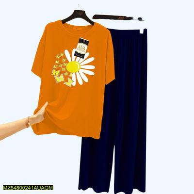 2 Pcs Women's Stitched Cotton Printed Sleepwear