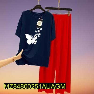 2 Pcs Women's Stitched Cotton Printed Sleepwear