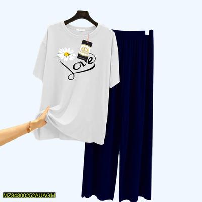 2 Pcs Women's Stitched Cotton Printed Sleepwear