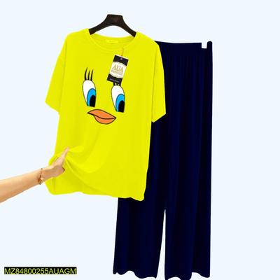 2 Pcs Women's Stitched Cotton Printed Sleepwear