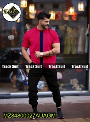 2 Pcs Men's Stitched Cotton Jersey Printed Track Suit