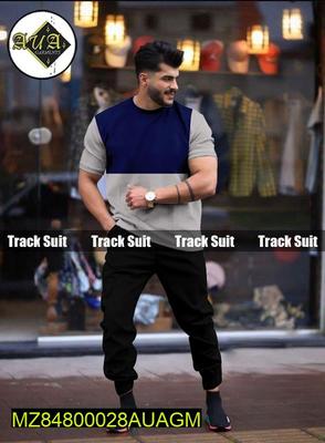 2 Pcs Men's Stitched Cotton Jersey Printed Track Suit