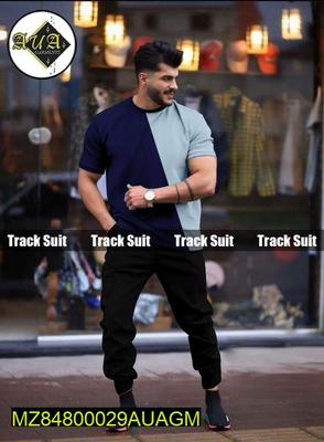 2 Pcs Men's Stitched Cotton Jersey Printed Track Suit