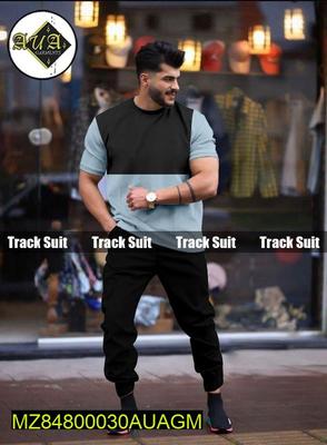 2 Pcs Men's Stitched Cotton Jersey Printed Track Suit