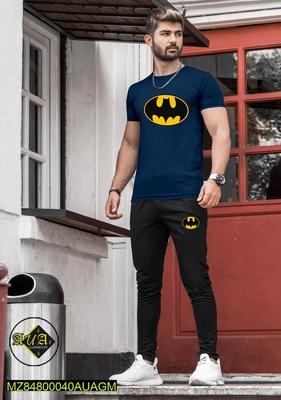 2 Pcs Men's Stitched Cotton Jersey Printed Track Suit