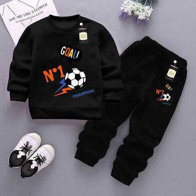 Stylish Printed Fleece Tracksuit for Boys and Girls - 2 Pcs Set (Ages 1-12)
