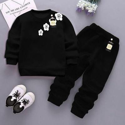 2 Pcs Girl's Fleece Printed Sweatshirt Tracksuit