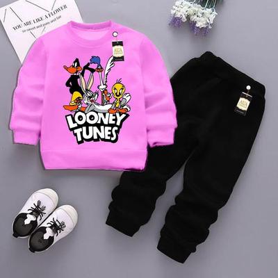 2 Pcs Girl's Fleece Printed Sweatshirt Tracksuit
