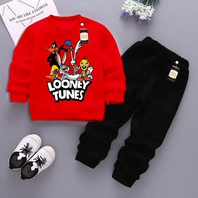 2 Pcs Girl's Fleece Printed Sweatshirt Tracksuit