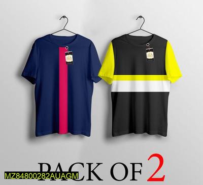 Men's Stitched Jersey Plain T-Shirt, Pack of 2