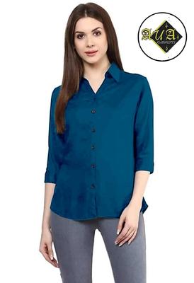 1 Pc Women's Stitched Shamery Plain Button Down Shirt