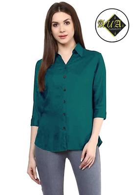1 Pc Women's Stitched Shamery Plain Button Down Shirt