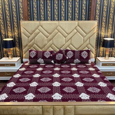 4 Pcs Velvet Jacquard Printed Double Bed Bridal Set