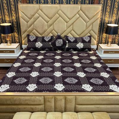 4 Pcs Velvet Jacquard Printed Double Bed Bridal Set