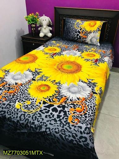 2 Pcs Cotton Printed Single Bedsheet