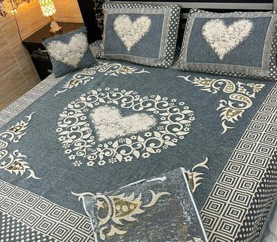 4 Pcs Velvet Jacquard Printed Double Bed Sheet