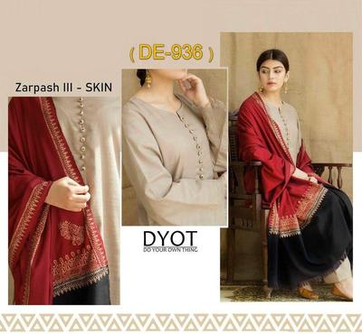 3 Pcs Women's Unstitched Lawn Suit