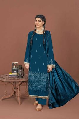 3 Pcs Women's Unstitched Embroidered Suit