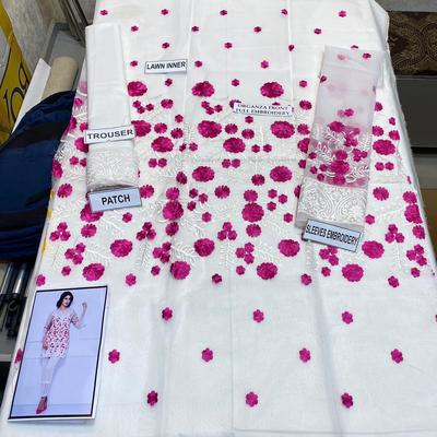 2 Pcs Women's Unstitched Organza Embroidered Suit