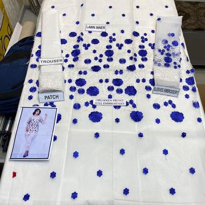 2 Pcs Women's Unstitched Organza Embroidered Suit