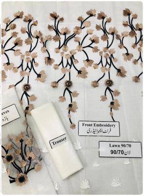 2 Pcs Women's Unstitched Organza Embroidered Suit