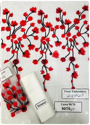 2 Pcs Women's Unstitched Organza Embroidered Suit