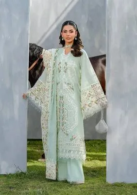 Green Chikankari 3-Piece Lawn Suit for Women
