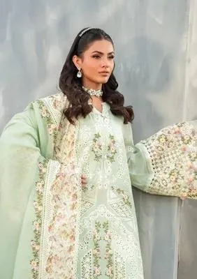 Green Chikankari 3-Piece Lawn Suit for Women thumbnail 5