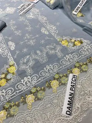 3 Pcs Grey Chikankari Lawn Suit for Eid Party Wear thumbnail 6