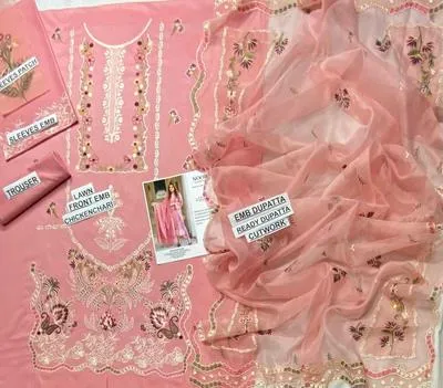 Pink Chikankari 3-Piece Lawn Suit for Women thumbnail 2