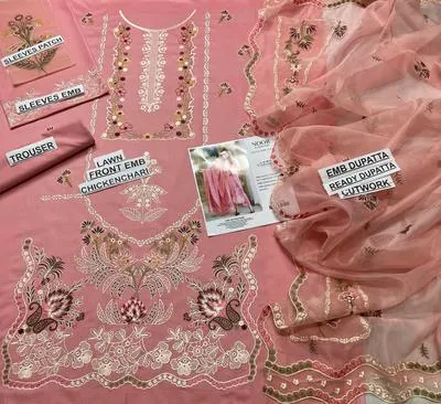 Pink Chikankari 3-Piece Lawn Suit for Women thumbnail 3