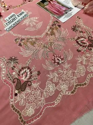 Pink Chikankari 3-Piece Lawn Suit for Women thumbnail 5