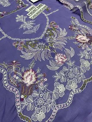 Purple Chikankari Lawn 3-Piece Suit for Women thumbnail 4