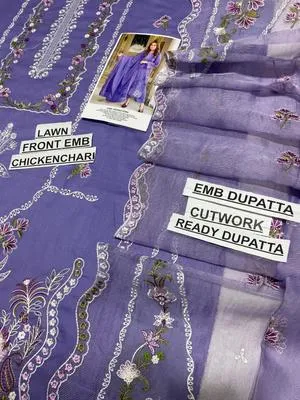 Purple Chikankari Lawn 3-Piece Suit for Women thumbnail 8