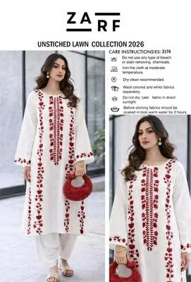 2 Pcs Women's Unstitched Embroidered Suit