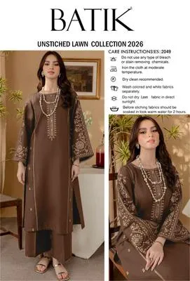 2 Pcs Women's Unstitched Embroidered Suit